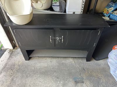 Black fish tank stand with double doors