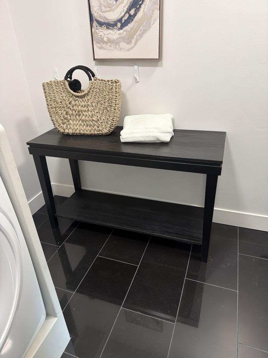 Black Wooden Console Table with Lower Shelf