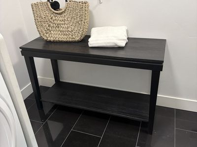 Black Wooden Console Table with Lower Shelf