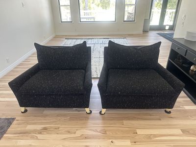 2 West Elm Chairs and West Elm ottoman