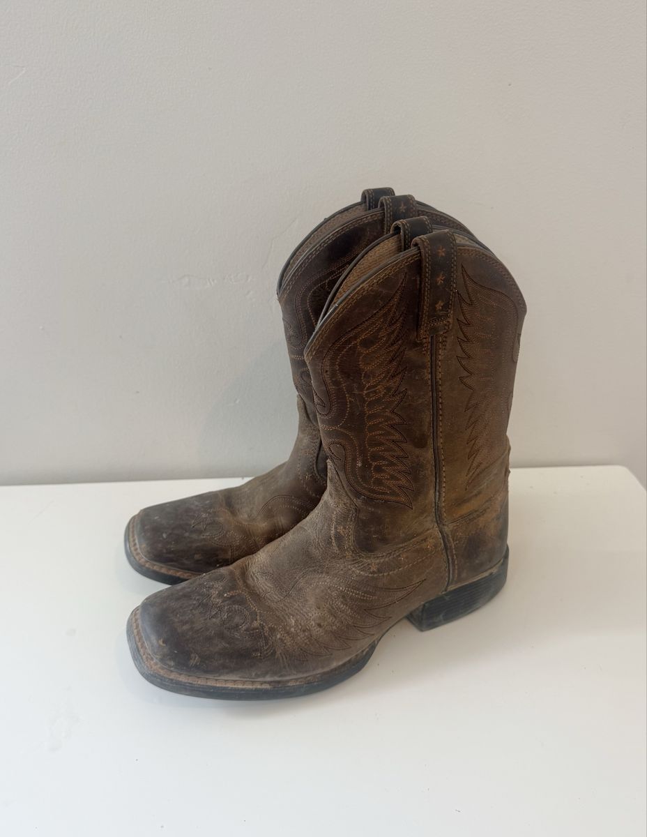 Ariat Sz 4 Kids Honor Brown Leather Cowboy Boots Western