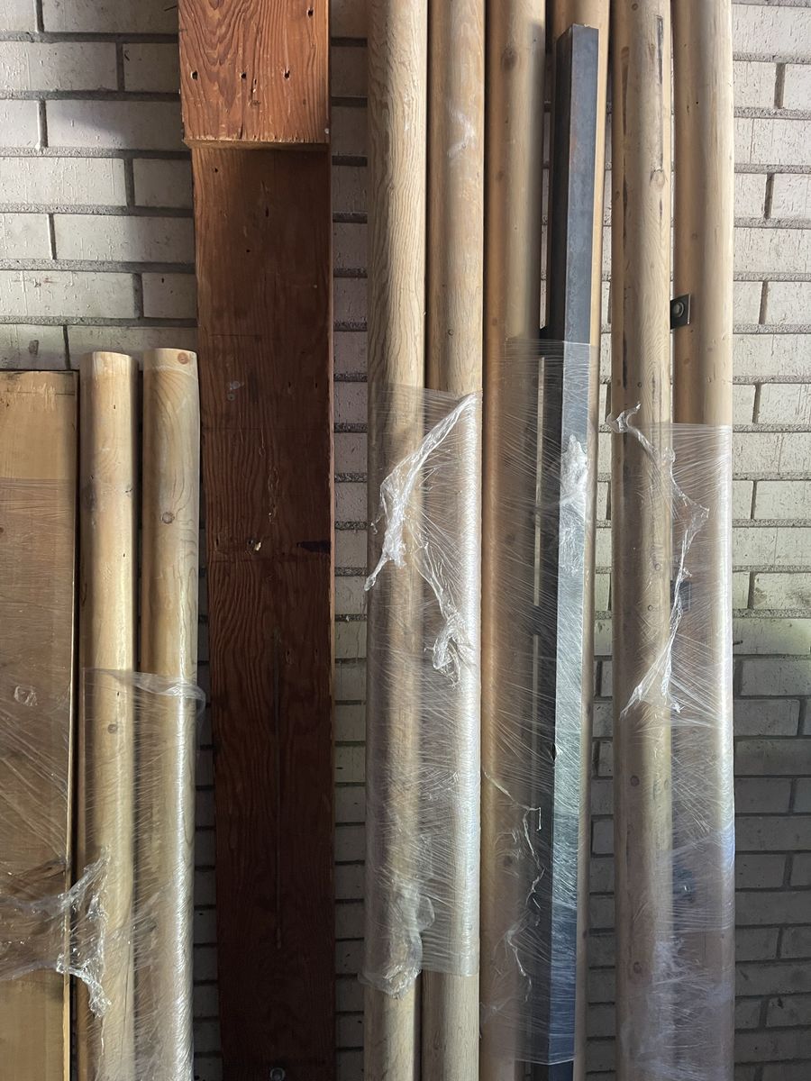 Rustic Log Wood Bed Frame Parts and Headboard
