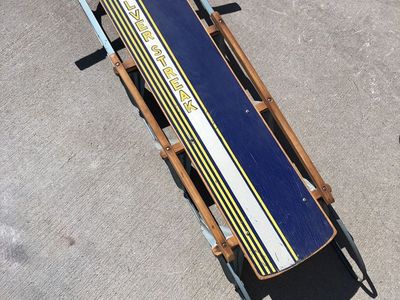 Silver Streak Wooden Steel Snow sled USA