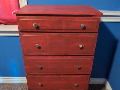 Red Wood 5-Drawer Vertical Chest Dresser