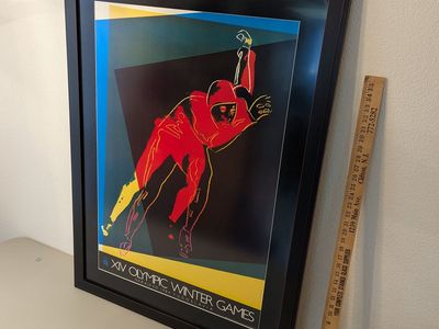 Vintage 1984 Andy Warhol framed poster titled "XIV Olympic Winter Games Sarajevo 1984