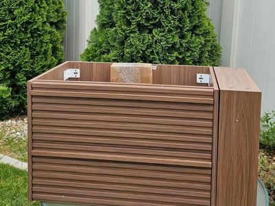 Modern Walnut Fluted Bathroom Vanity Cabinet #218
