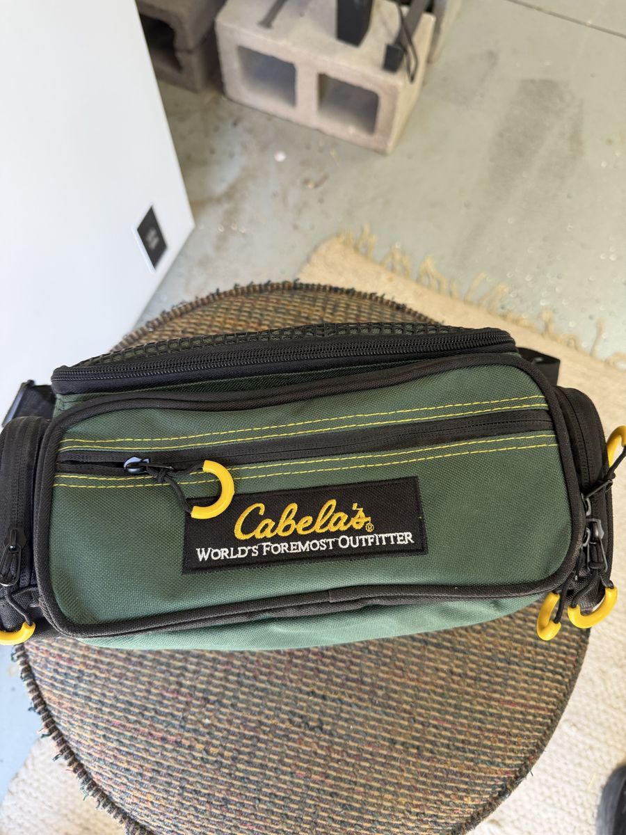 Cabela's World's Foremost Outfitter Green Fishing Tackle Bag with Storage Box