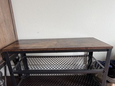 Entryway Shoe Bench With Storage- Wood And Metal