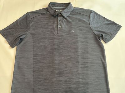 Tommy Bahama IslandZone Polo Shirt Mens M Gray Performance Golf Stretch Marlin