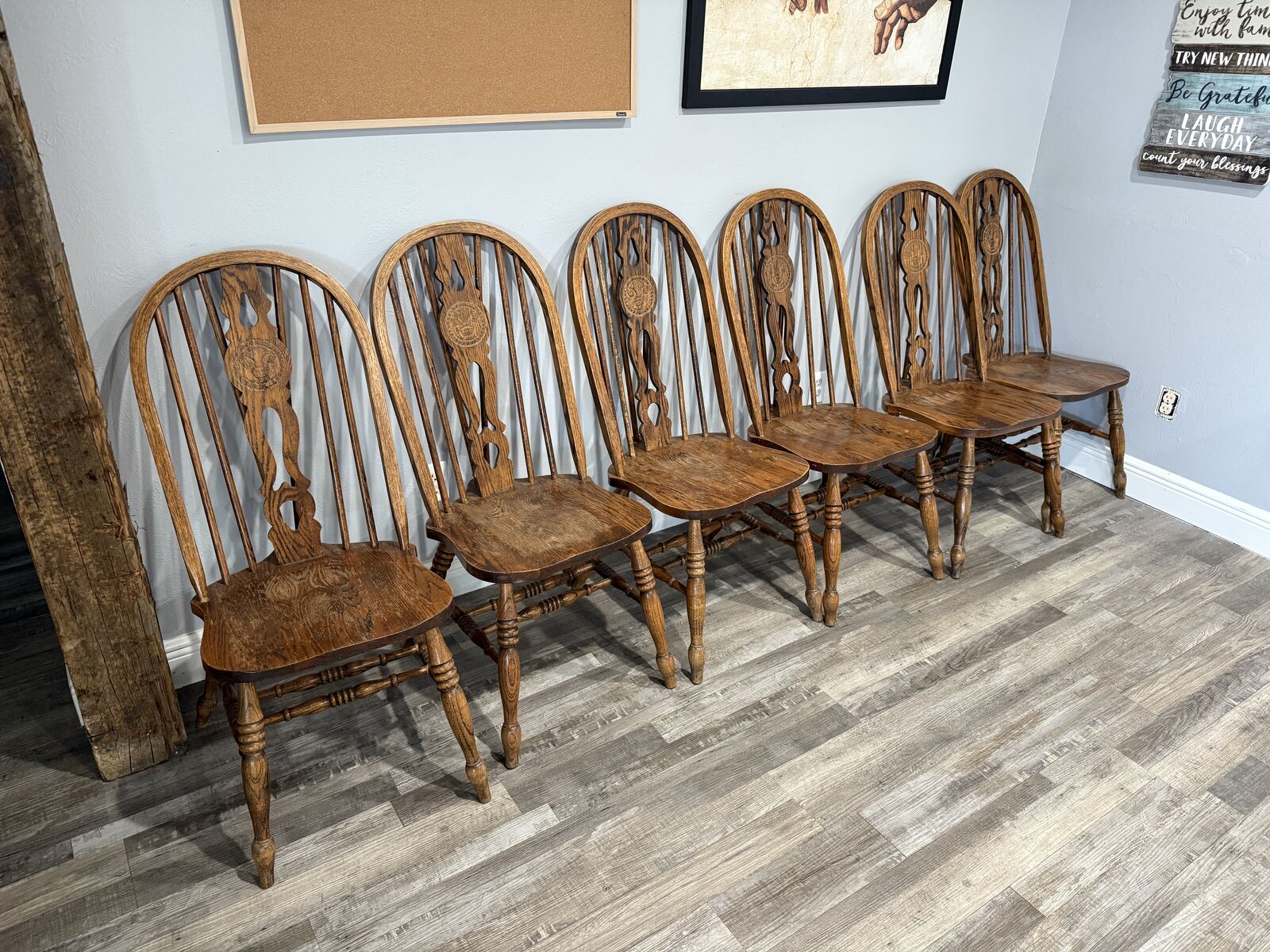 6 antique wood chairs