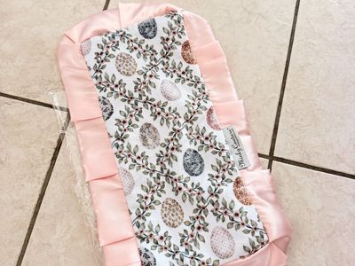 Minky Couture Baby Blanket Pink Satin Ruffle Easter Egg Floral Print