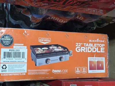 Blackstone 22" Tabletop Griddle with Carry Bag - Model 2203, 2 Independent Heat Zones