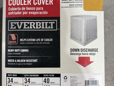 New in box. Everbilt Evaporative Cooler Cover, Yellow. 34x34x40" Down Draft