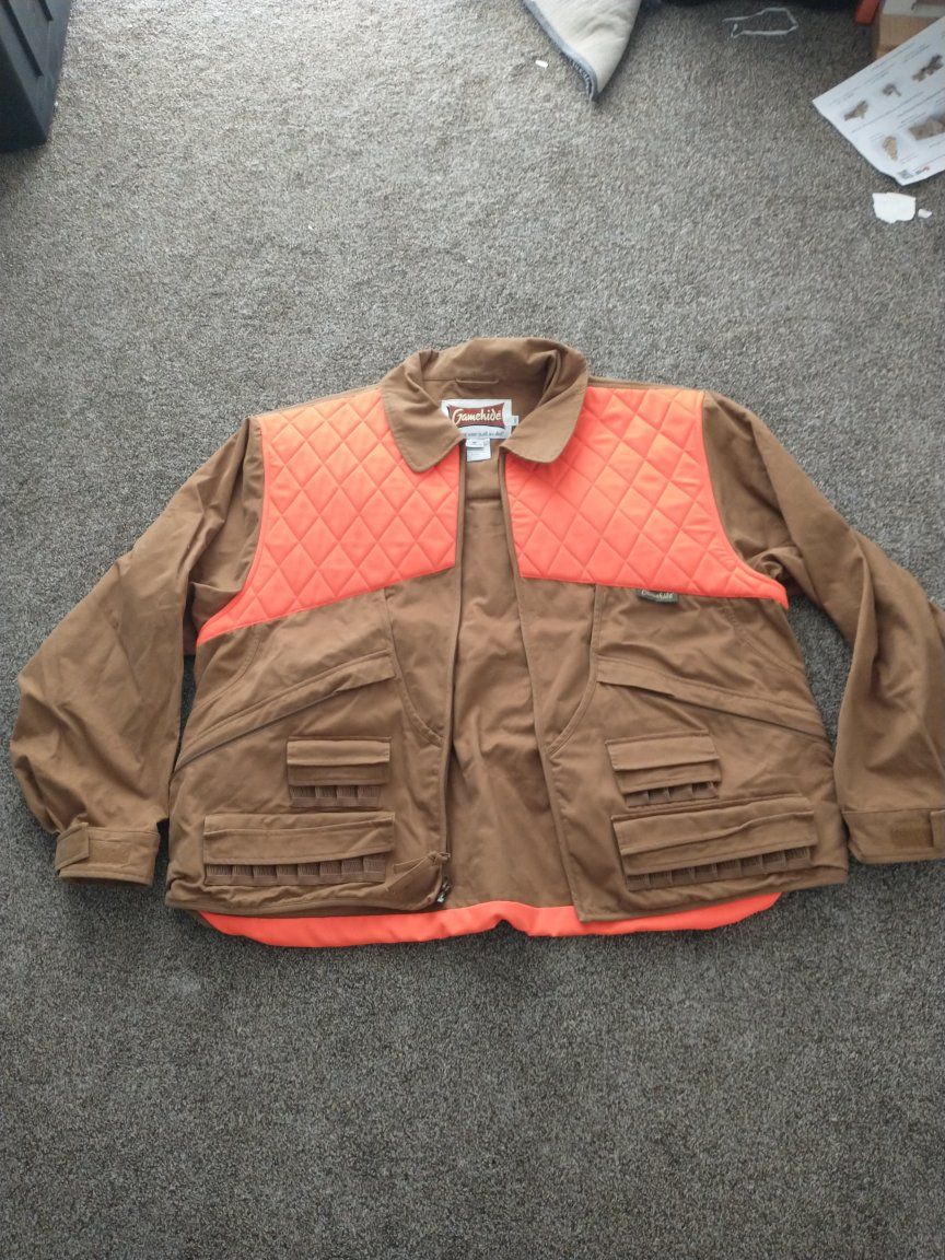 Gamehide Men's XXL Brown Orange Hunting Upland Jacket Vest Combo