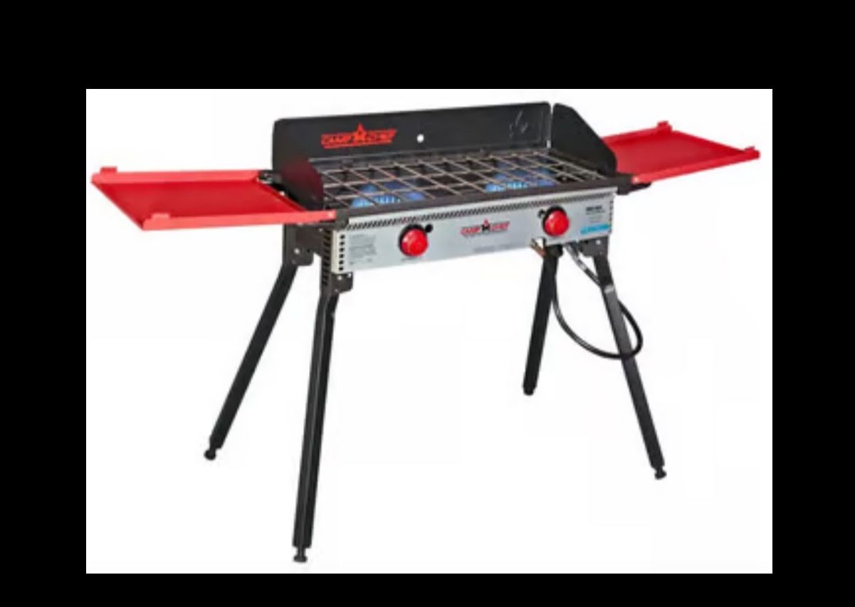 Camp Chef Two-Burner Outdoor Camp Stove with Folding Side Shelves