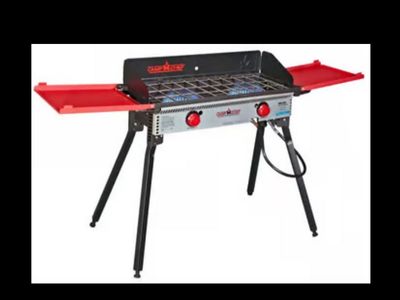 Camp Chef Two-Burner Outdoor Camp Stove with Folding Side Shelves