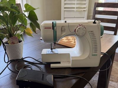 Janome 3128 Household Sewing Machine - White/Teal, Mechanical Operation