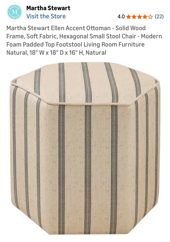 Martha Stewart Ellen Accent Ottoman 18x 18x 16 New