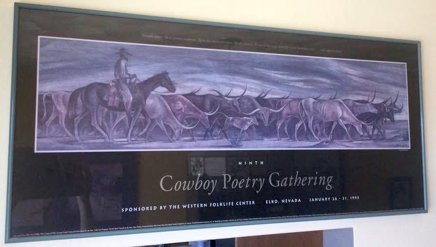 Framed 1993 Ninth Cowboy Poetry Gathering Poster