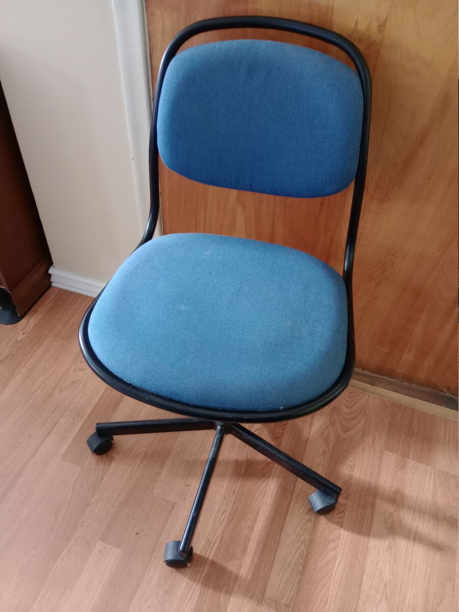 Ikea Orfjall Swivel Adjustable Chair Black Frame Blue Vissle Fabric