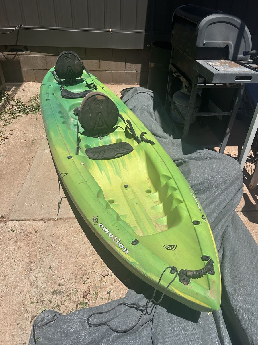 Emotion Two-Person Sit-On-Top Kayak - Lime Green Tandem Recreational Kayak with Seats