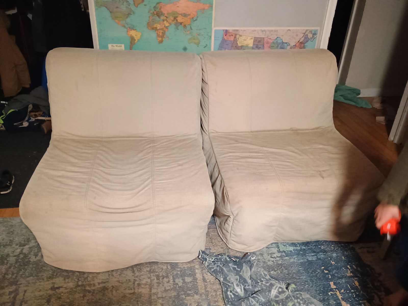TWO pull out bed chairs