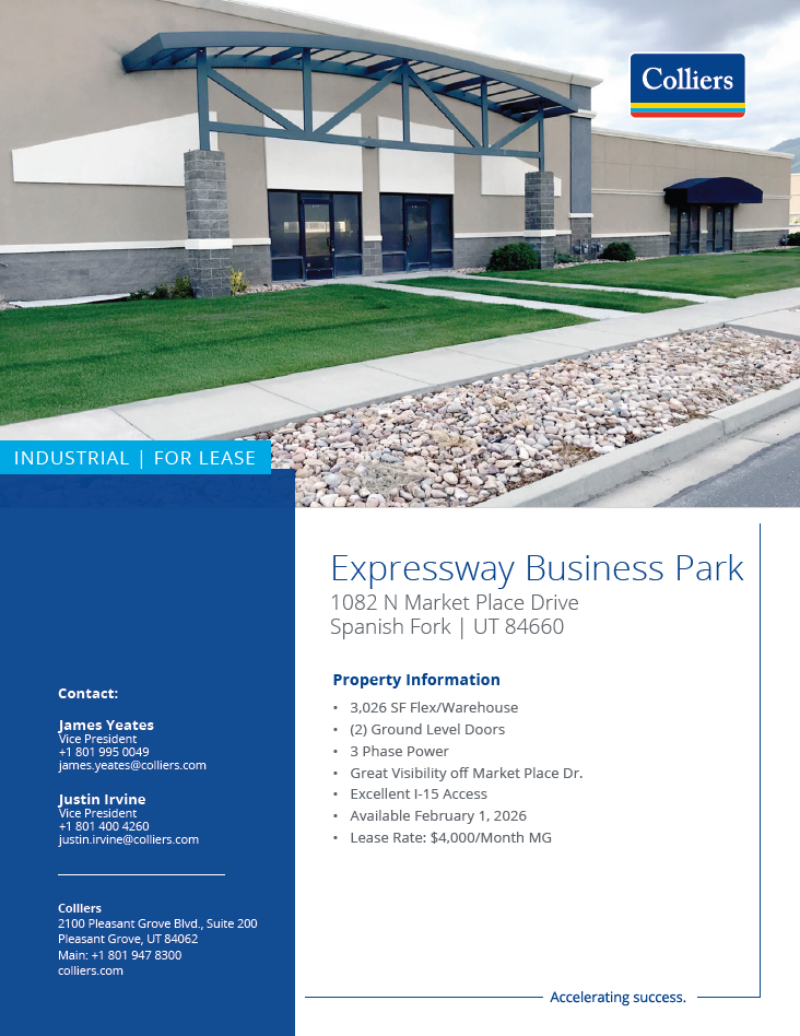 Retail/Flex/Warehouse Unit for Lease in Spanish Fork - 3026 SF