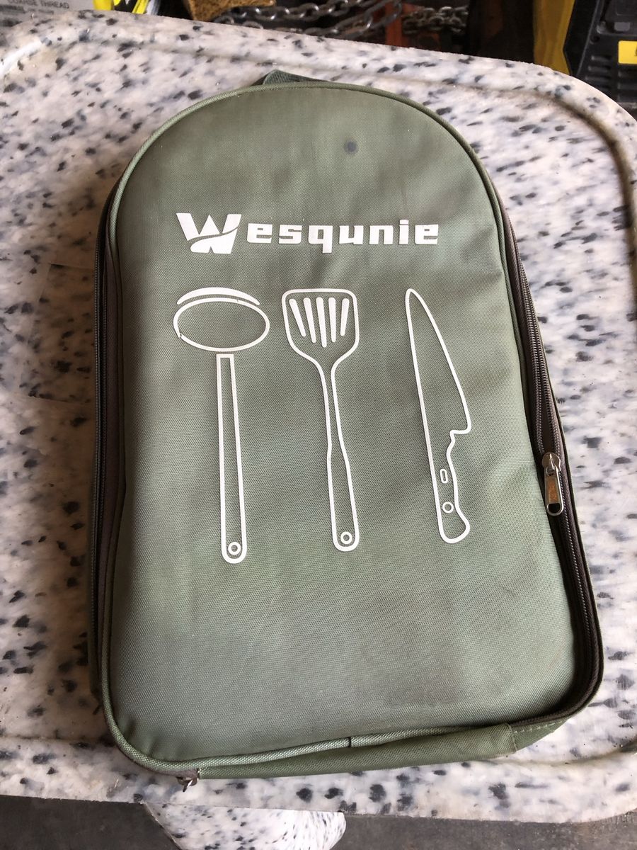 Wesqunie Portable Camping Kitchen Utensil Set with Travel Organizer Case