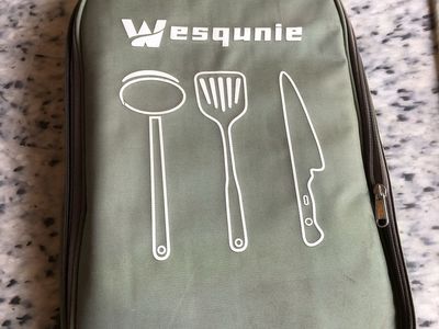 Wesqunie Portable Camping Kitchen Utensil Set with Travel Organizer Case