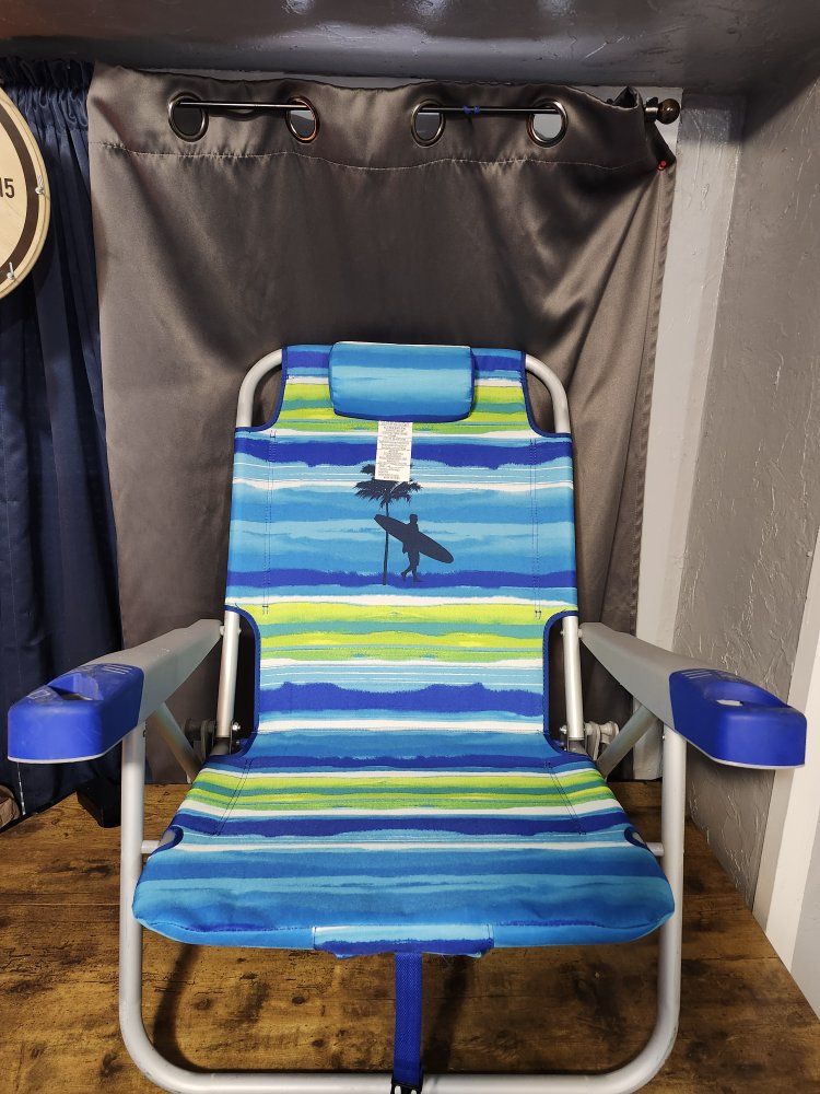Kirkland Signature Striped Backpack Beach Chair with Storage Pouch