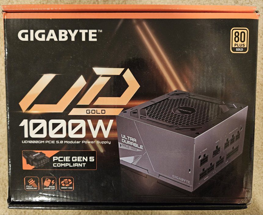 Gigabyte Ultra Durable PCIe 5.0 1000W fully modular PC PSU / power supply (80 Plus Gold)