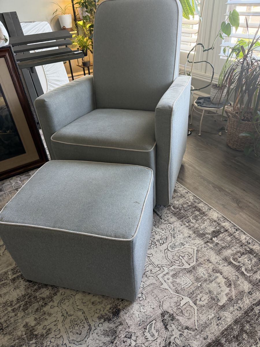 Gray swivel rocking chair