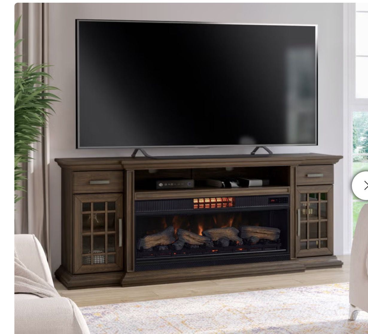 Tresanti Everett 74" TV Console Fireplace TV Stand