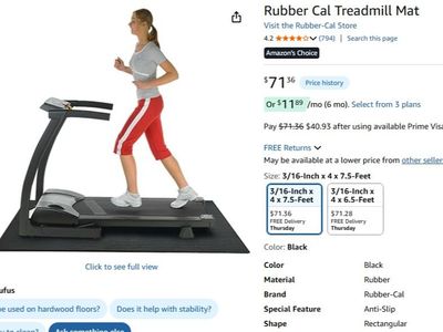 Rubber Cal Treadmill Mat 3/16" x 4' x 7.5'