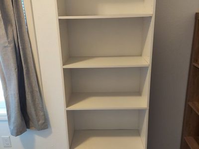 Two White Adjustable Bookcases