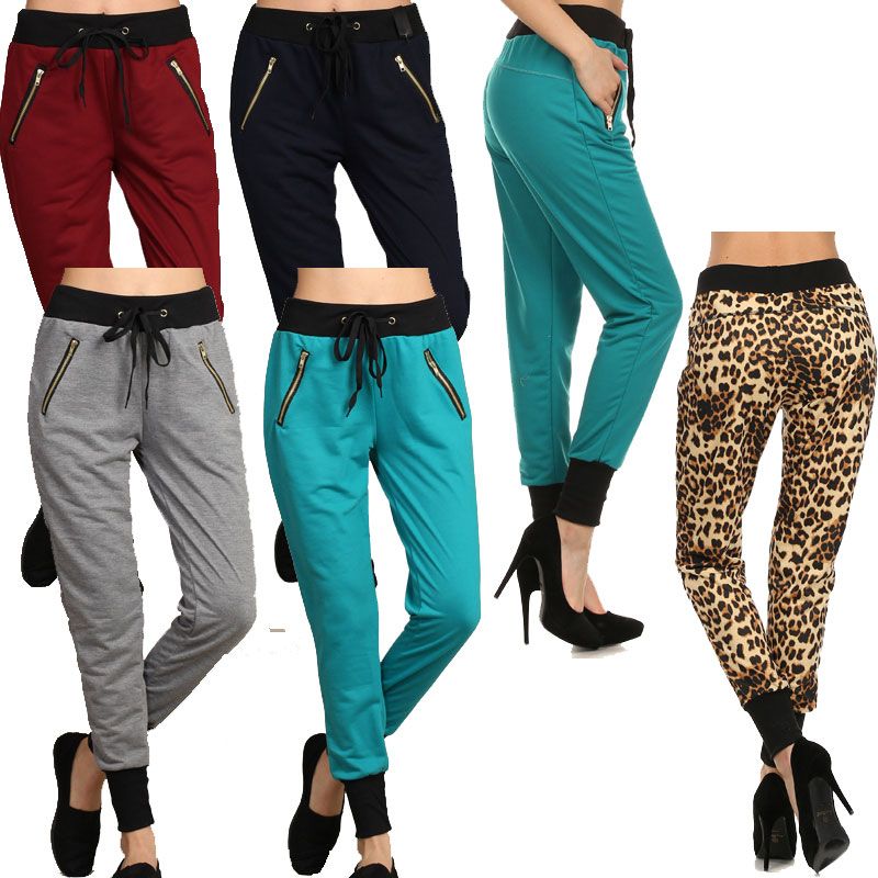 $20(5pc) Women's Jogger Pants high waist jogger with zipper embellishment and drawstring