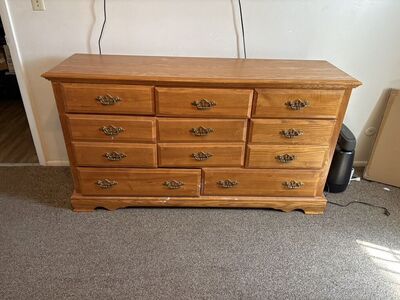 Solid Oak Dresser, And Nightstand