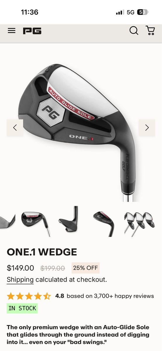 Performance Golf PG ONE.1 Wedge - Auto Glide Sole - Enhanced Playability