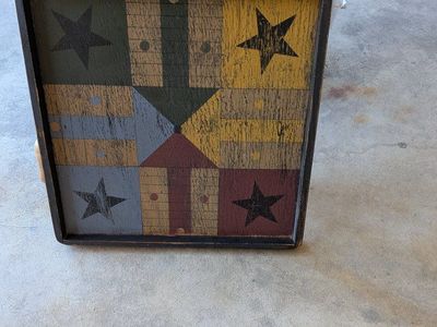 Handcrafted Rustic Star & Arrow Ludo/Pachisi Board Game with Dice & Pegs