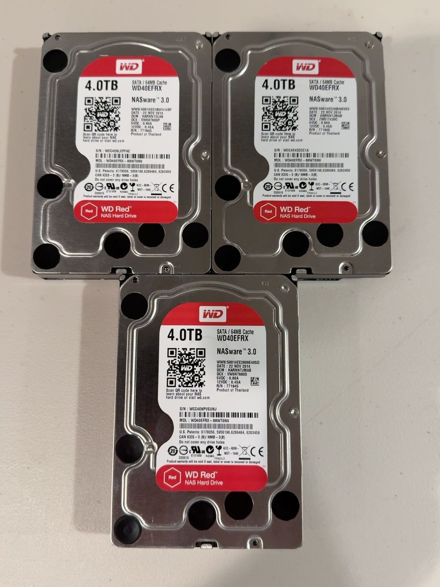 3x WD Red 4TB NAS Hard Drives – 12TB Total – Matched Set – 100% Health LOW USAGE