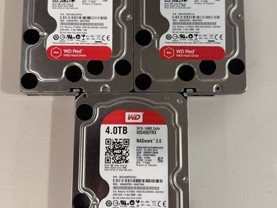 3x WD Red 4TB NAS Hard Drives – 12TB Total – Matched Set – 100% Health LOW USAGE