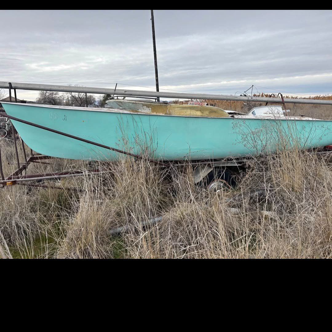 Old sail boat and trailer