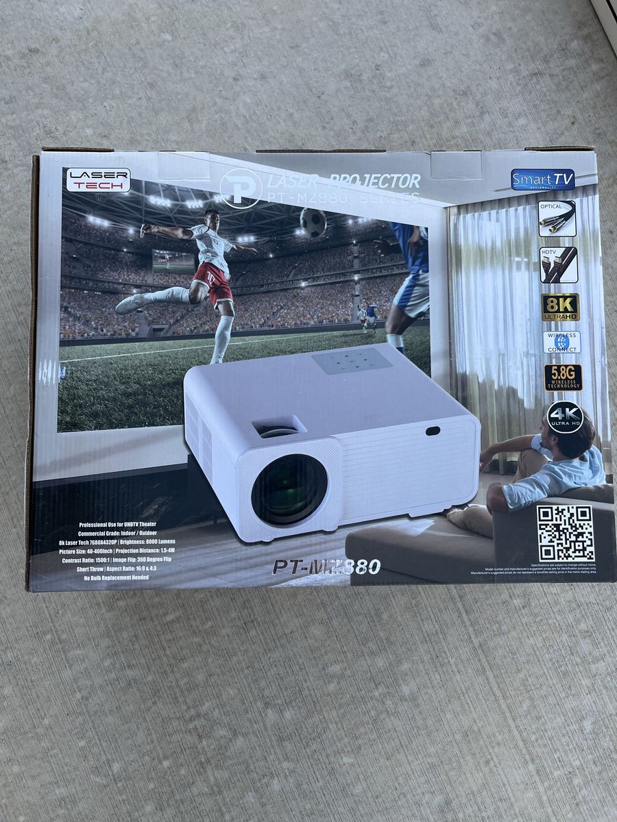 LASER TECH PT-MZ880 8K UHD Smart TV Laser Projector & Midfield Acoustics Trio11 7.1 Surround Sound