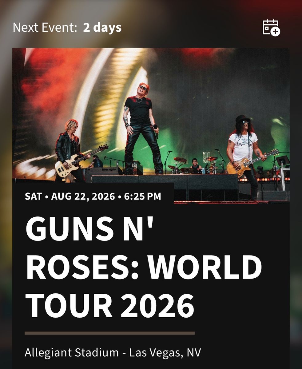 2 - Guns N' Roses Tickets - World Tour 2026 - Allegiant Stadium Las Vegas