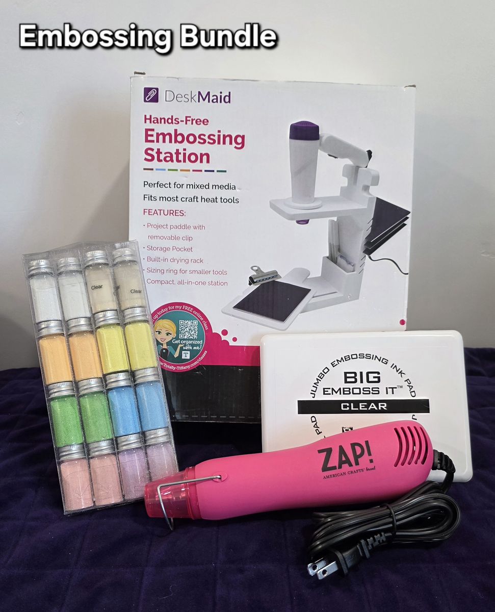 Massive Scrapbooking & Art Supply Lot - Paper, Stickers, Paint, Stamps, Embossing Kit, and More