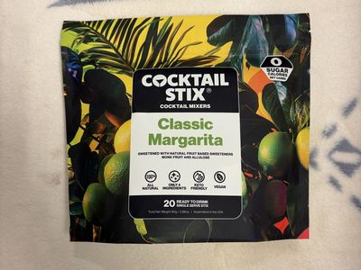 Cocktail Stix Classic Margarita Drink Mixers, 20-Count, Monk Fruit Sweetened, Sugar-Free