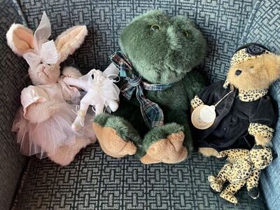 Boyds Collection -Stuffed Frog, Bear, And Bunny