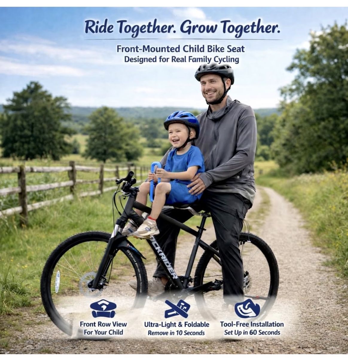URRider Front-Mounted Child Bike Seat for Toddlers - Lightweight Foldable