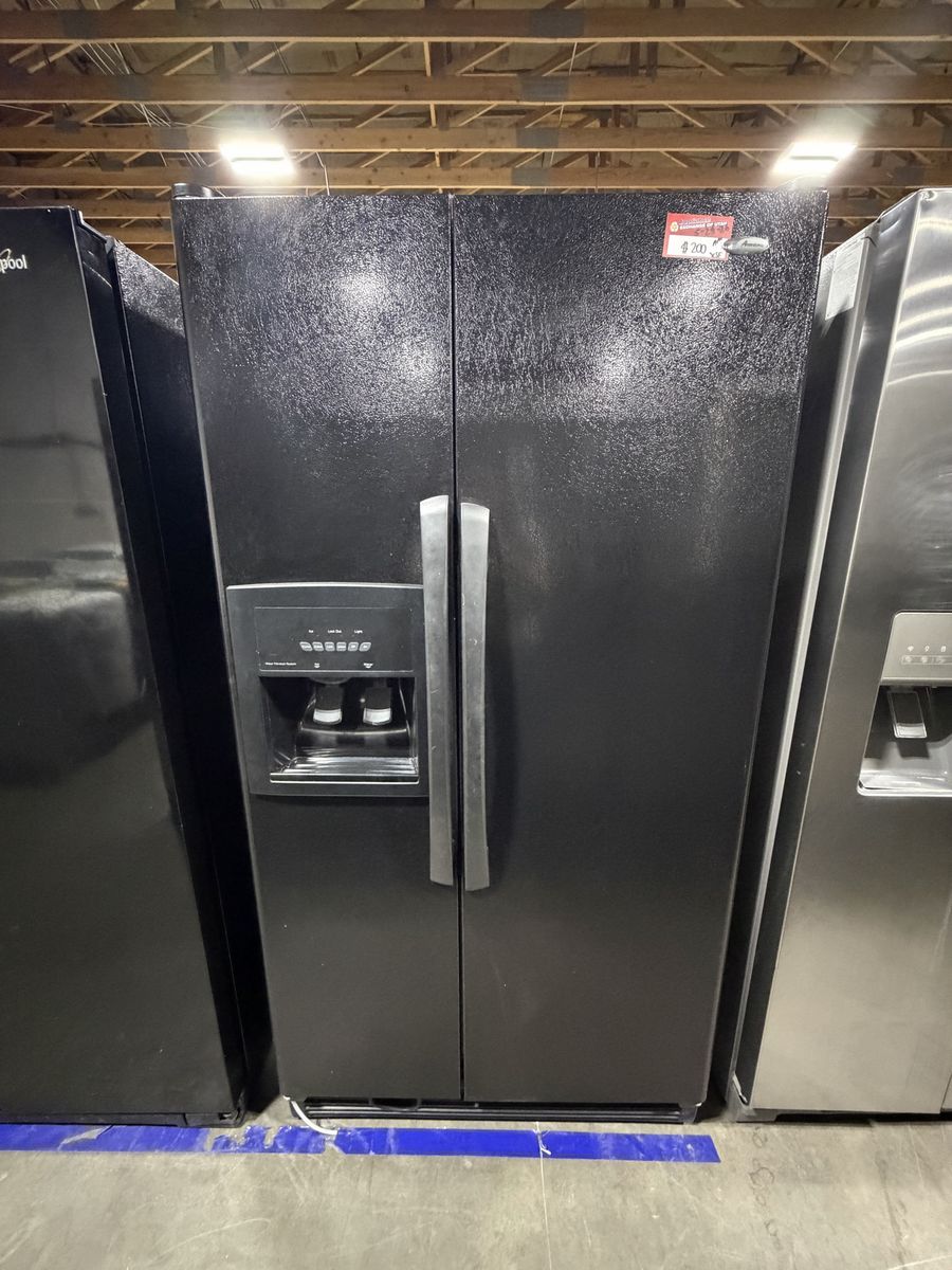 SUPER RELIABLE AMANA BLACK SIDE BY SIDE FRIDGE