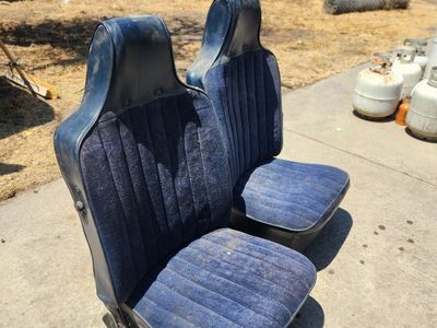 VW Beetle high back blue upholstered vintage seats